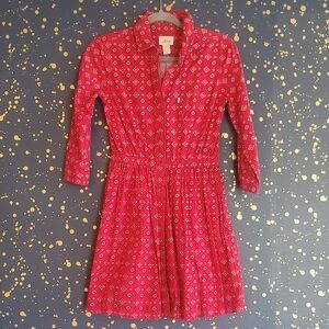 LEVI'S Red Aztec Bandana Print Button Front Shirt Dress Xs